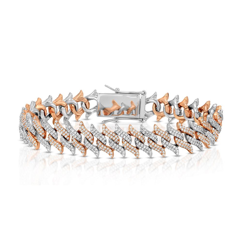 DIAMOND-SPIKED -LAUREL-CUBAN-LINK-bracelet-18k-gold-plated-lock-view-2-tone-rose-&-white-gold-the-gold-gods-Womens-jewelry The Gold Gods