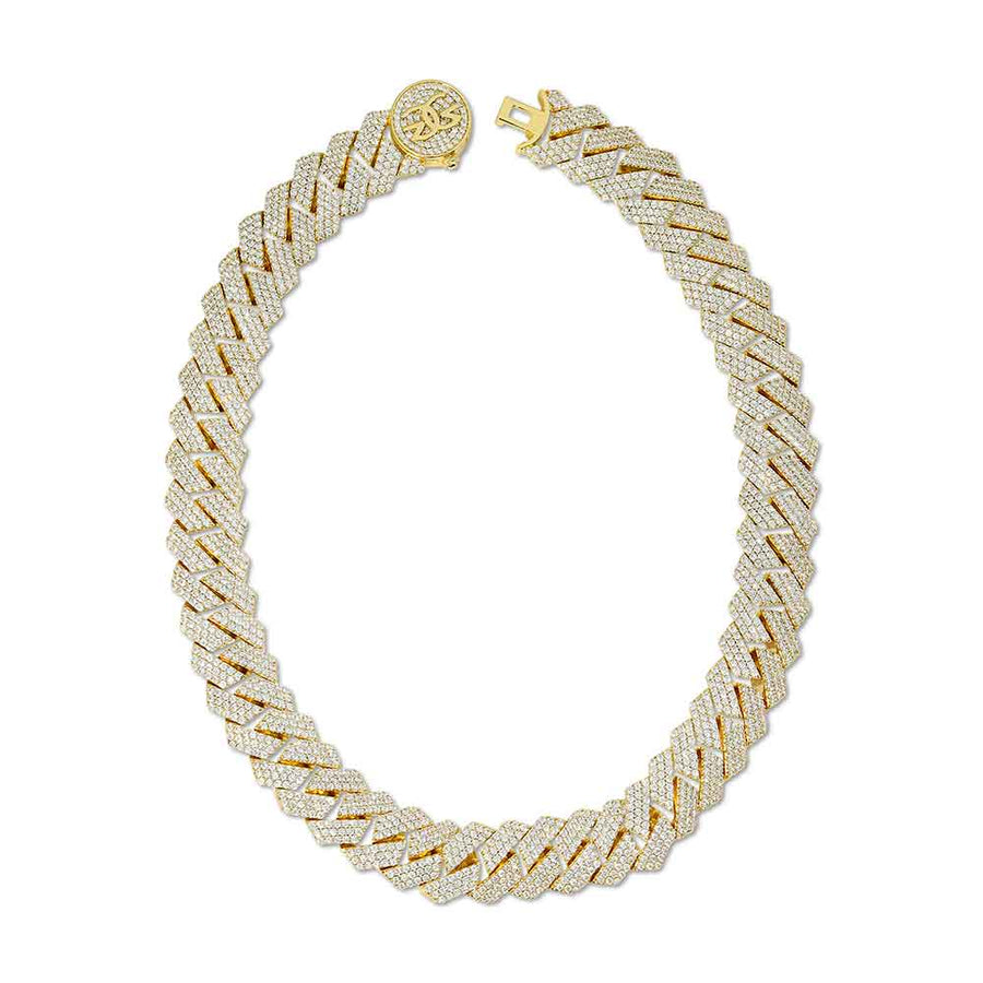Chain 3 Rows 3 Row Diamond Cuban Chain 18mm| The Gold Gods