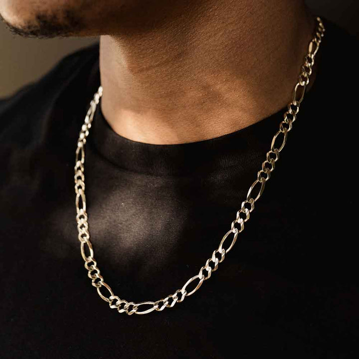 Men's Gold Figaro Link Chain (6mm) The Gold Gods Lifestyle View
