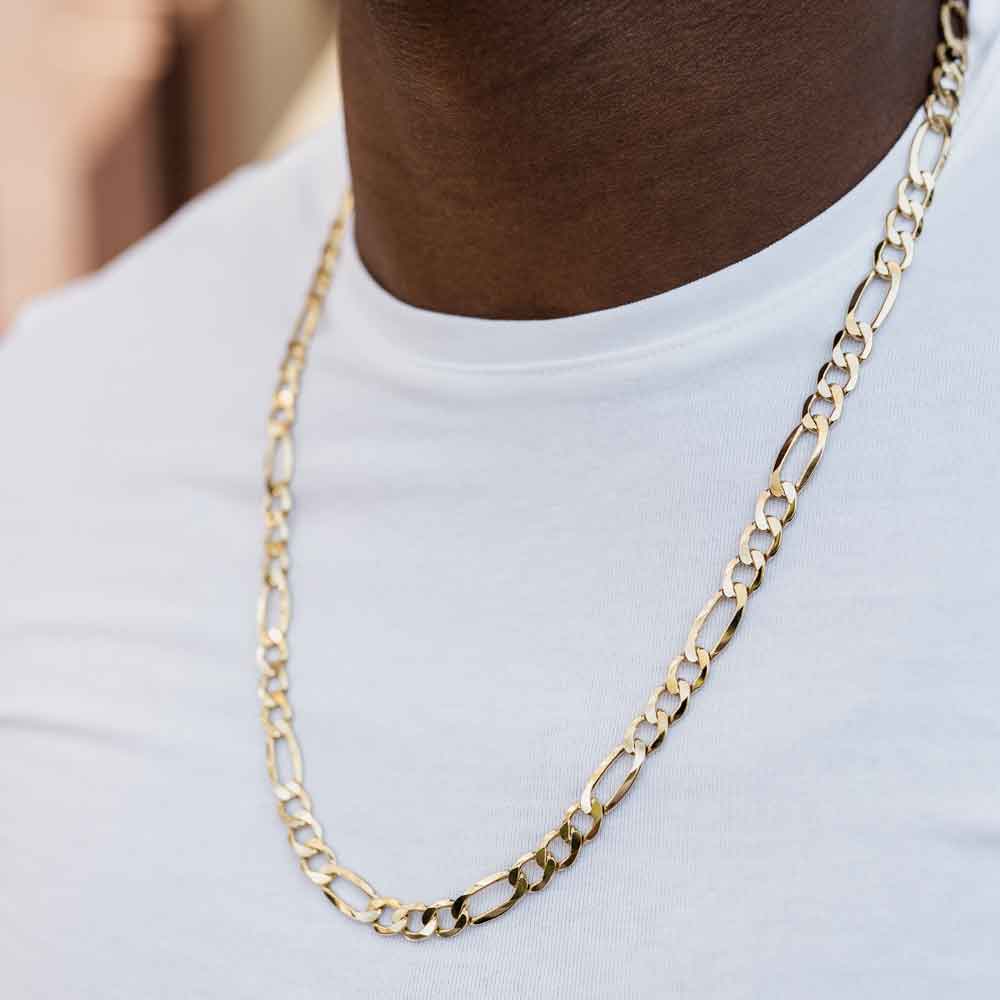 Pitaamaa® Men's 14k Solid Yellow Gold Figaro Chain Necklace - Gold chain, figaro  chains, real Gold