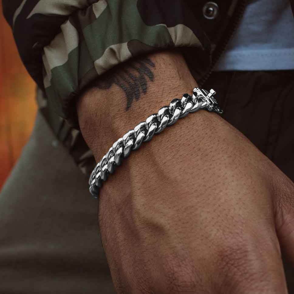Men's sterling silver textured cuff bracelet — Rach B Jewelry