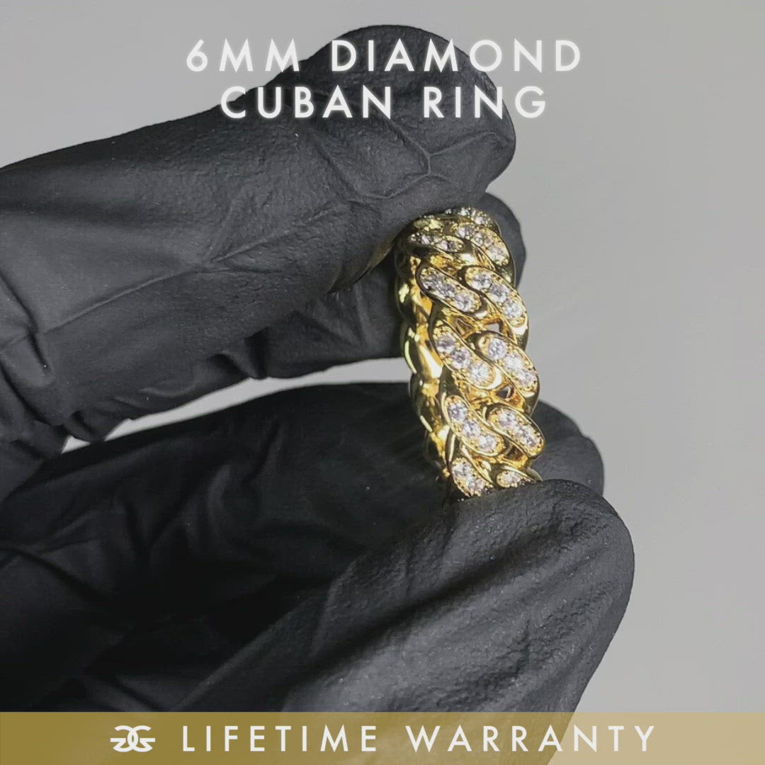 6mm Gold Diamond Cuban Ring Gold Gods®  Video