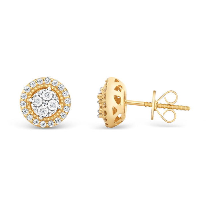 14k Solid Gold Diamond Halo Stud Ear Rings (.33CTW) The Gold Gods 2