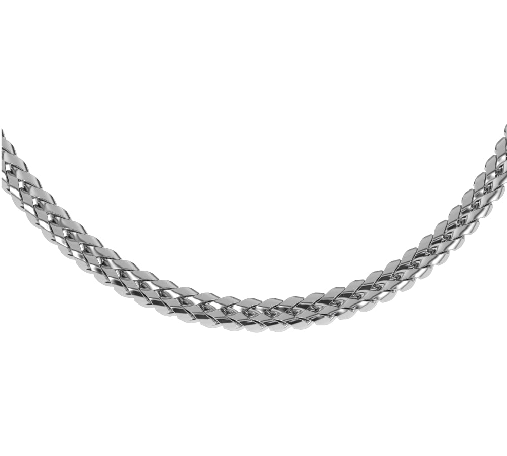Curved Franco Gold Chain (6MM) 18k white gold mens jewelry The Gold Gods front view