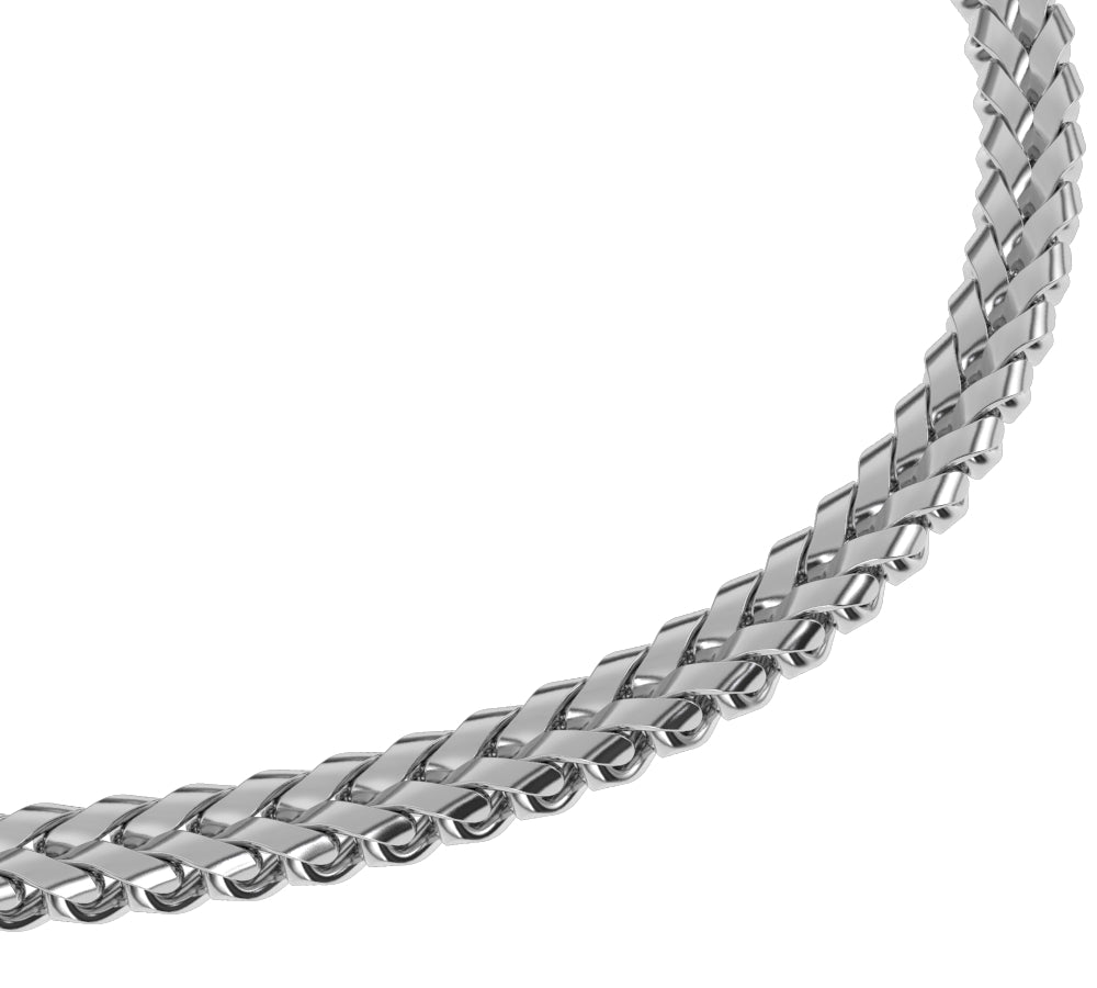 Curved Franco Gold Chain (6MM) 18k white gold mens jewelry The Gold Gods side view