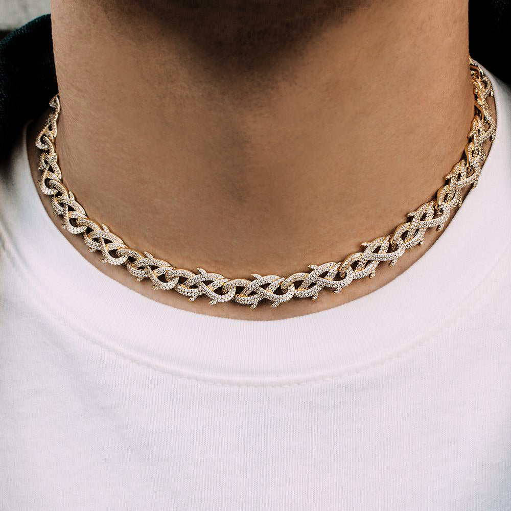 Diamond Crown of Thorns Chain The Gold Gods lifestyle look