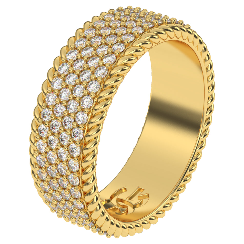 DIAMOND 4-ROW ROPE RING 18k gold plated The Gold Goddess womens jewelry