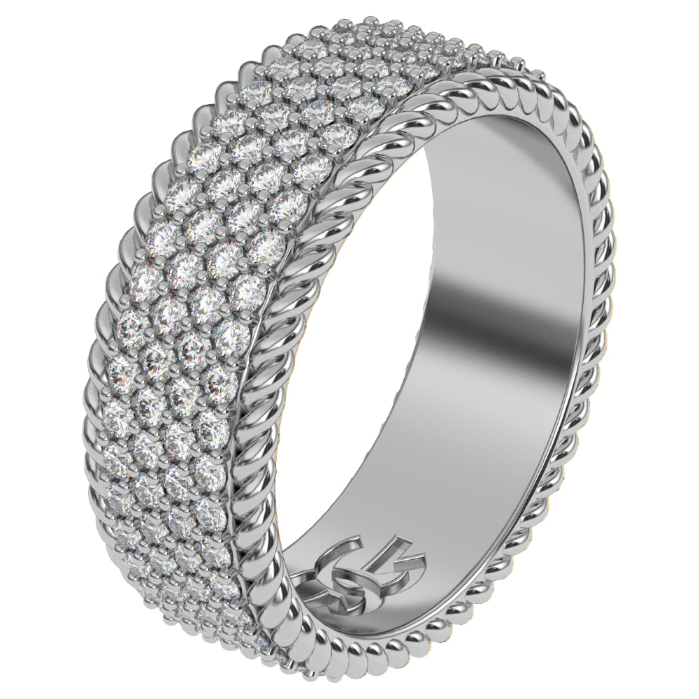 DIAMOND 4-ROW ROPE RING 18k white gold plated The Gold Goddess womens jewelry front view