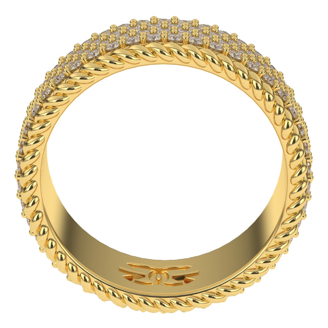 Gold Rope Ring Side View 4-Row Diamond Rope Ring | The Gold Gods