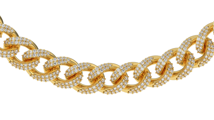 Diamond Cuban Link Chain 10mm The Gold Gods Gold Front view Gold Chain Men's Jewelry