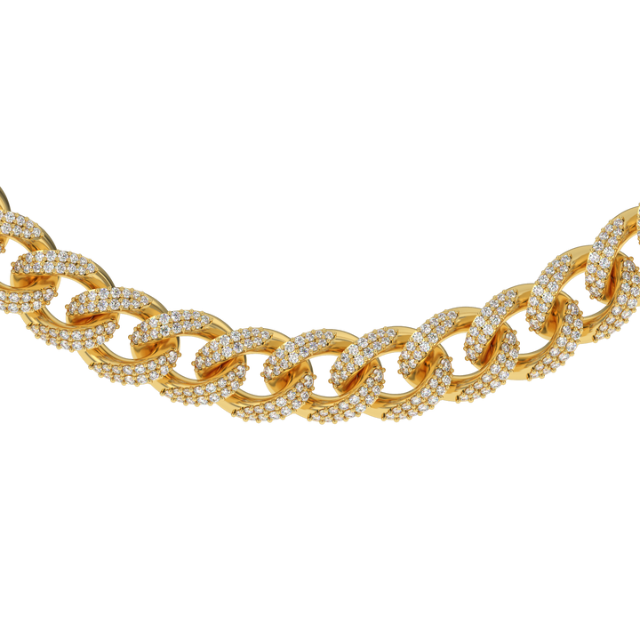 Solid Gold Diamond Cuban Link Chain front view (6mm)