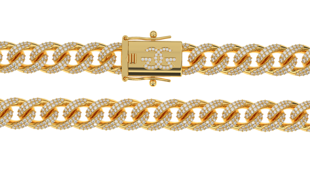 Diamond Cuban Link Chain 10mm The Gold Gods Gold Lock view Gold Chain Men's Jewelry