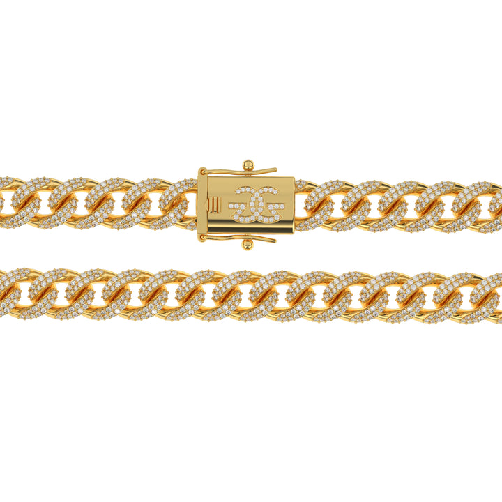 DIAMOND-CUBAN-LINK-CHAIN-GOLD-10MM-Gold-chain-men's-jewelry-lock-view