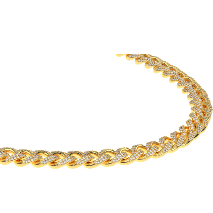 Solid Gold Diamond Cuban Link Chain side view(6mm)