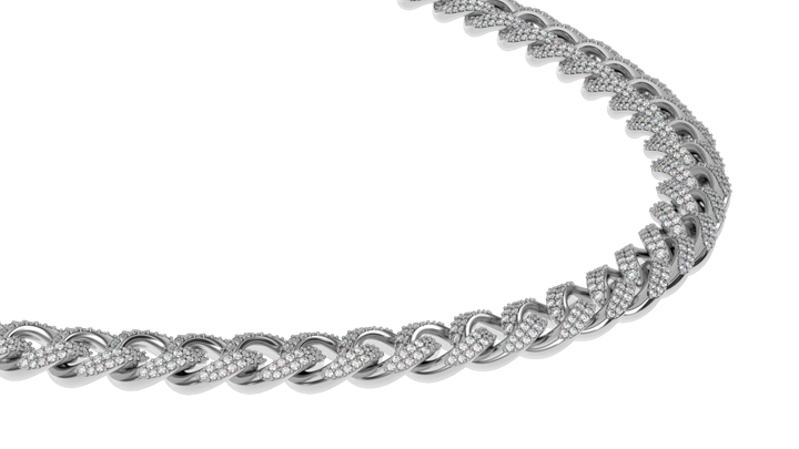 Diamond Cuban Link Chain 10mm The Gold Gods White Gold Side view Gold Chain Men's Jewelry