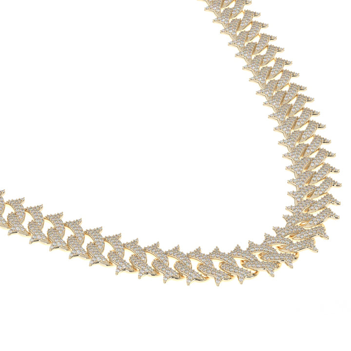 Diamond Cuban Spiked Chain 18k Gold Men's jewelry The Gold Gods  side view close up 