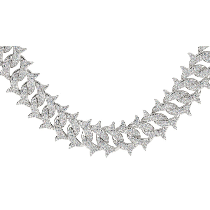 Diamond Cuban Spiked Chain 18k White Gold Men's jewelry The Gold Gods  front view close up 