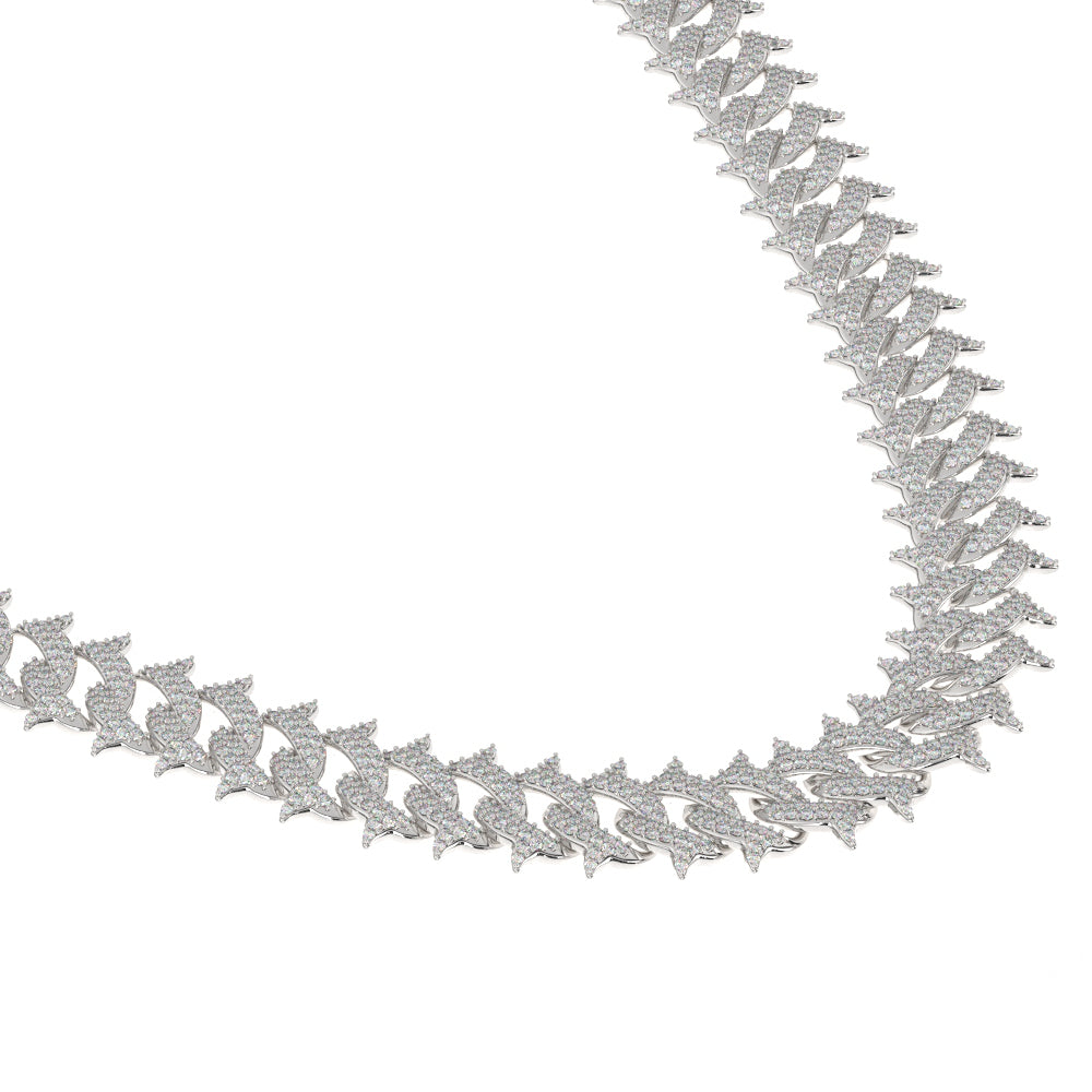 Diamond Cuban Spiked Chain 18k WhiteGold Men's jewelry The Gold Gods  side view close up 