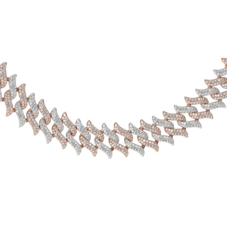 DIAMOND-SPIKED-LAUREL-CUBAN-LINK-CHAIN-18k-2-tone-rose-&-white-gold-plated-front-view-the-gold-gods-mens-jewelry