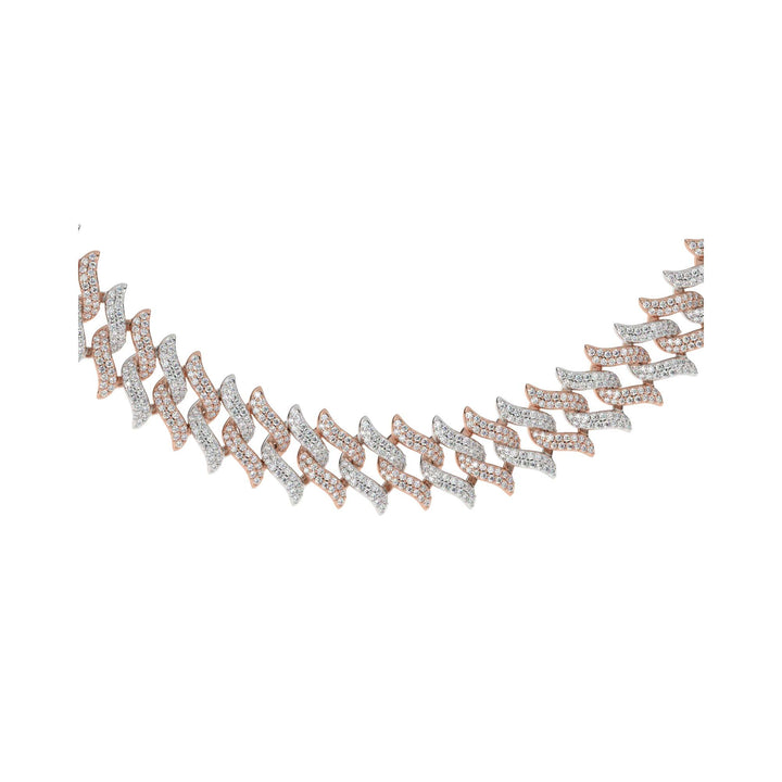 DIAMOND-SPIKED-LAUREL-CUBAN-LINK-CHAIN-18k-2-tone-rose-&-white-the-gold-plated-front-view-gold-gods-Womens-jewelry