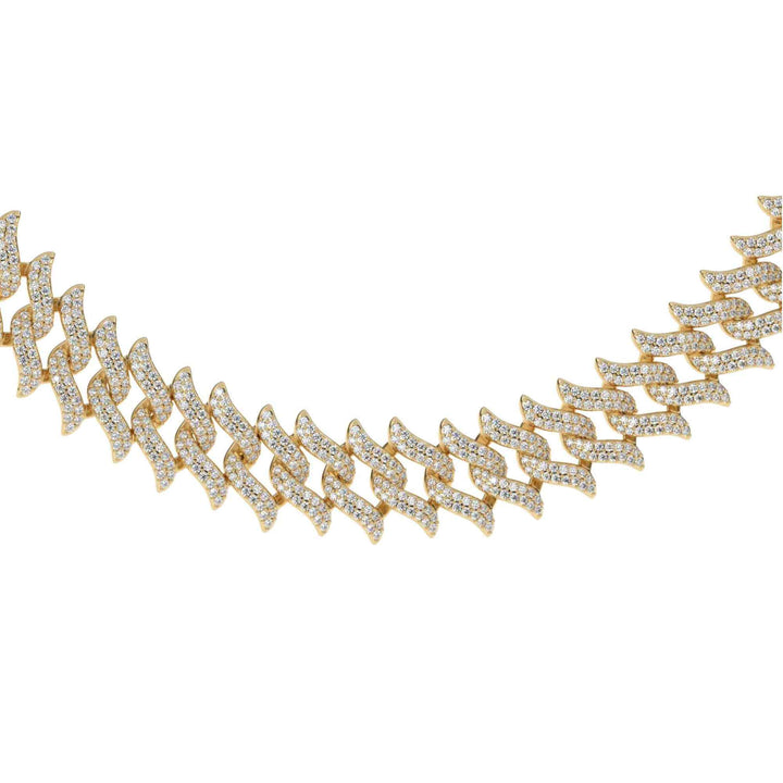 DIAMOND-SPIKED-LAUREL-CUBAN-LINK-CHAIN-18k-gold-plated-front-view-the-gold-gods-mens-jewelry