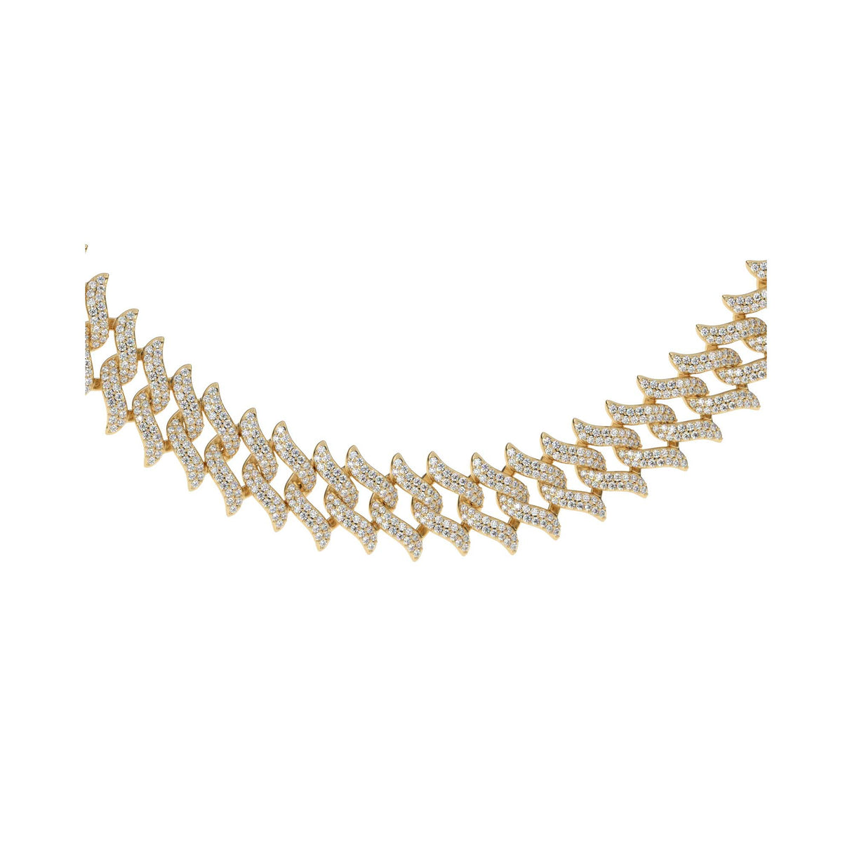 DIAMOND-SPIKED-LAUREL-CUBAN-LINK-CHAIN-18k-gold-plated-front-view-the-gold-gods-Womens-jewelry