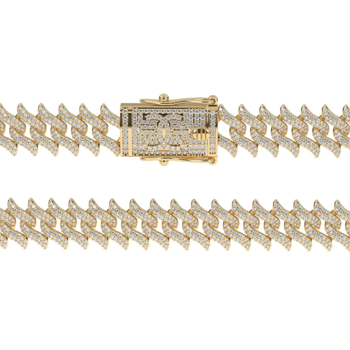 DIAMOND-SPIKED-LAUREL-CUBAN-LINK-CHAIN-18k-gold-plated-lock-view-the-gold-gods-mens-jewelry