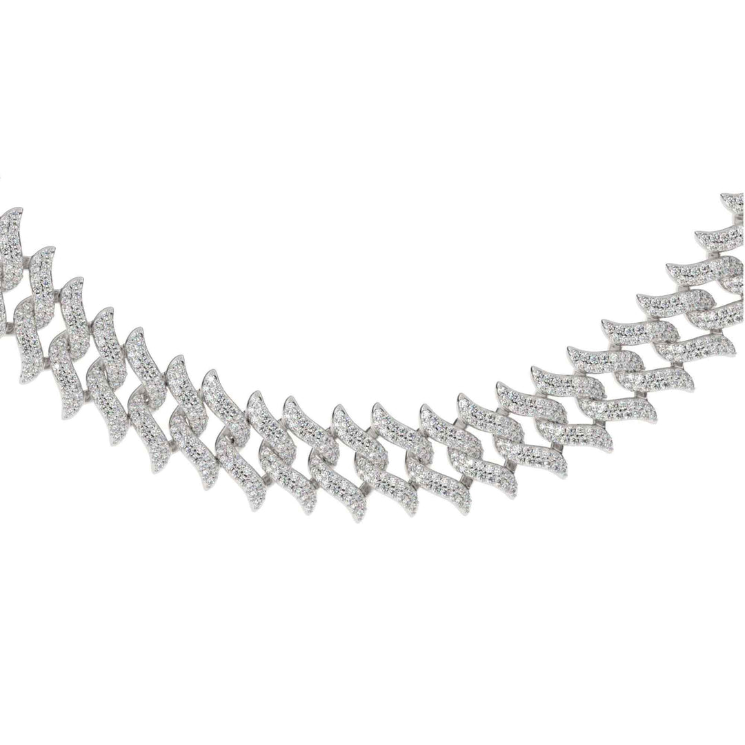 DIAMOND-SPIKED-LAUREL-CUBAN-LINK-CHAIN-18k-white-gold-plated-front-view-the-gold-gods-mens-jewelry