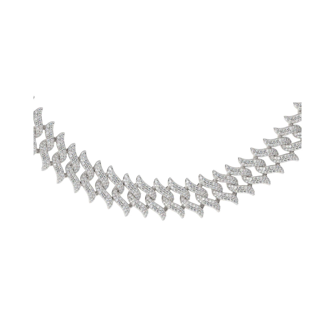 DIAMOND-SPIKED-LAUREL-CUBAN-LINK-CHAIN-18k-white-gold-plated-front-view-the-gold-gods-Womens-jewelry