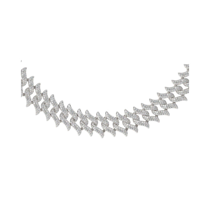 DIAMOND-SPIKED-LAUREL-CUBAN-LINK-CHAIN-18k-white-gold-plated-front-view-the-gold-gods-Womens-jewelry