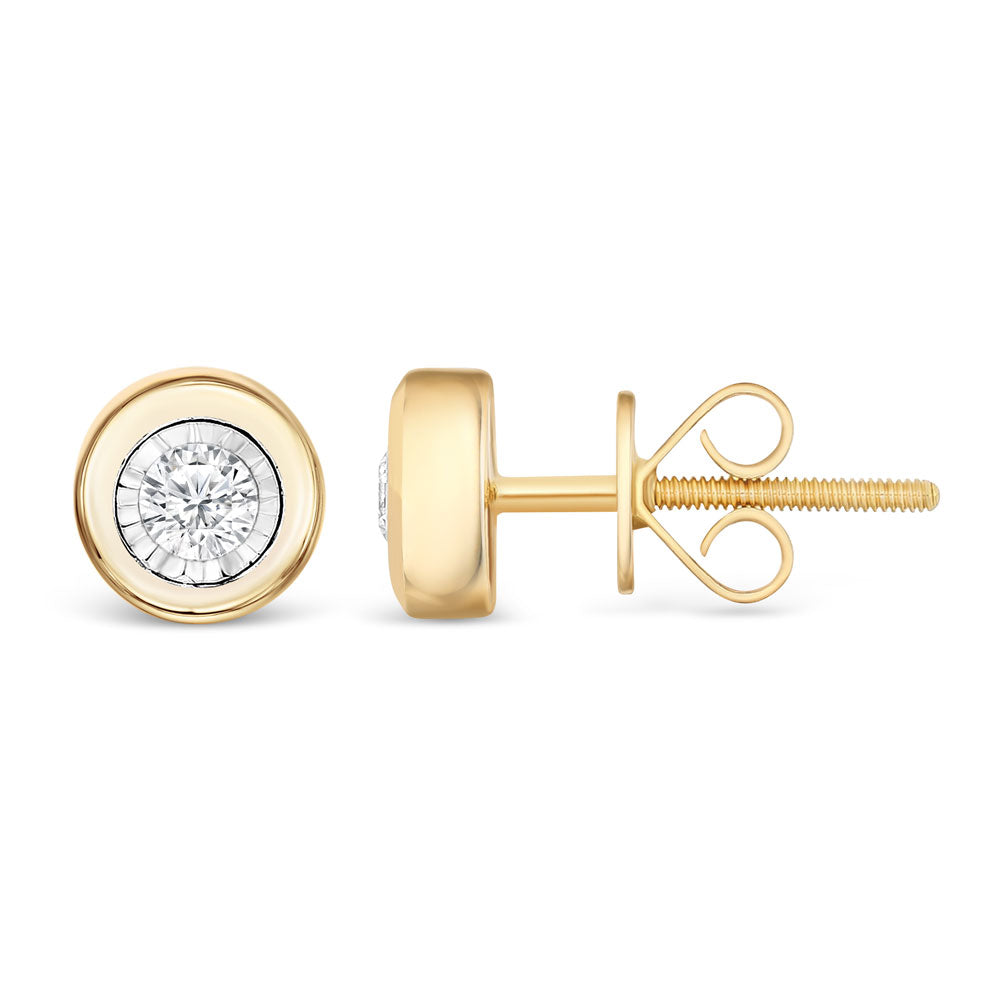 Round Cubic Zirconia Earrings 14K Gold Filled Hip Hop Studs Jewelry Women –  JB Jewelry BLVD