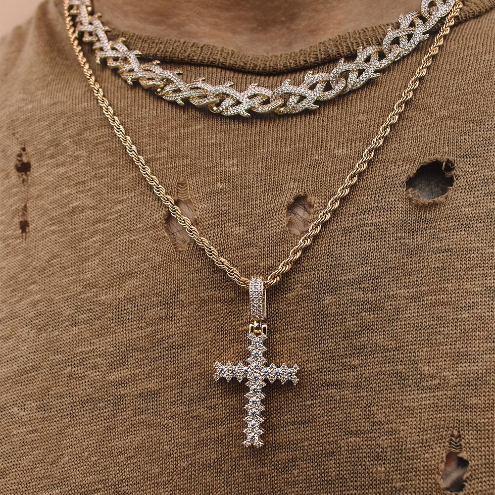 Diamond Cross Necklace Pendant Gold Rope Chain The Gold Gods