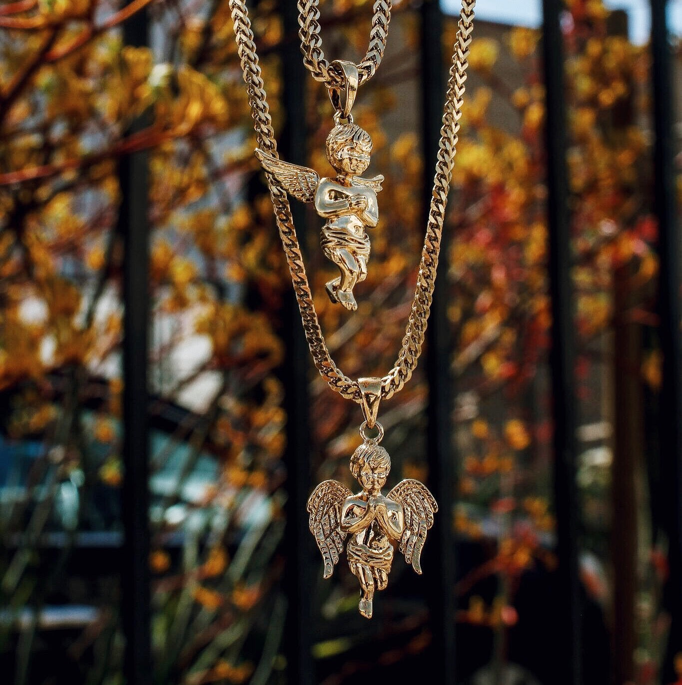 Micro Angel Pendant & Franco Gold Chain