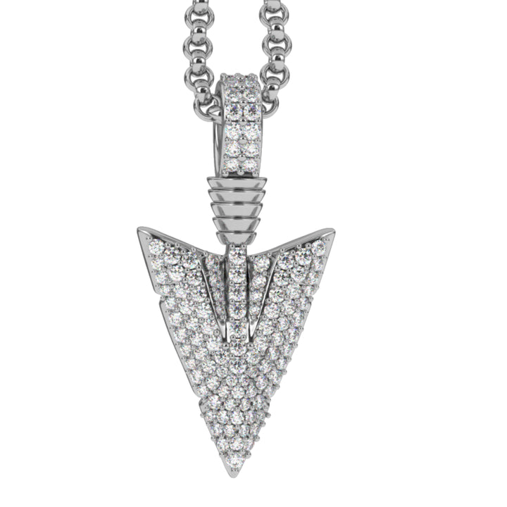 MICRO-DIAMOND-ARROWHEAD-PENDANT-NECKLACE-gold-gods-gold-chain-mens-jewelry-front-view-white-gold