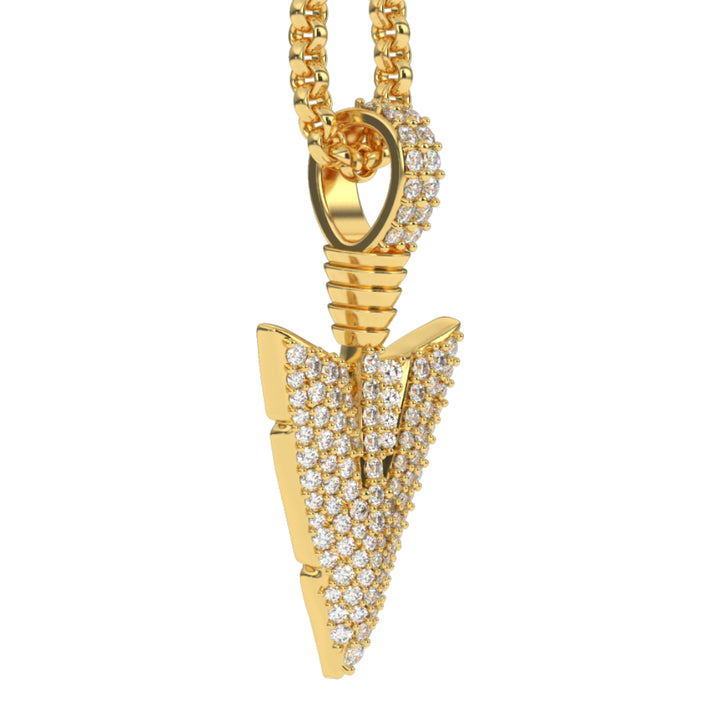 MICRO-DIAMOND-ARROWHEAD-PENDANT-NECKLACE-gold-gods-gold-chain-mens-jewelry-side-view