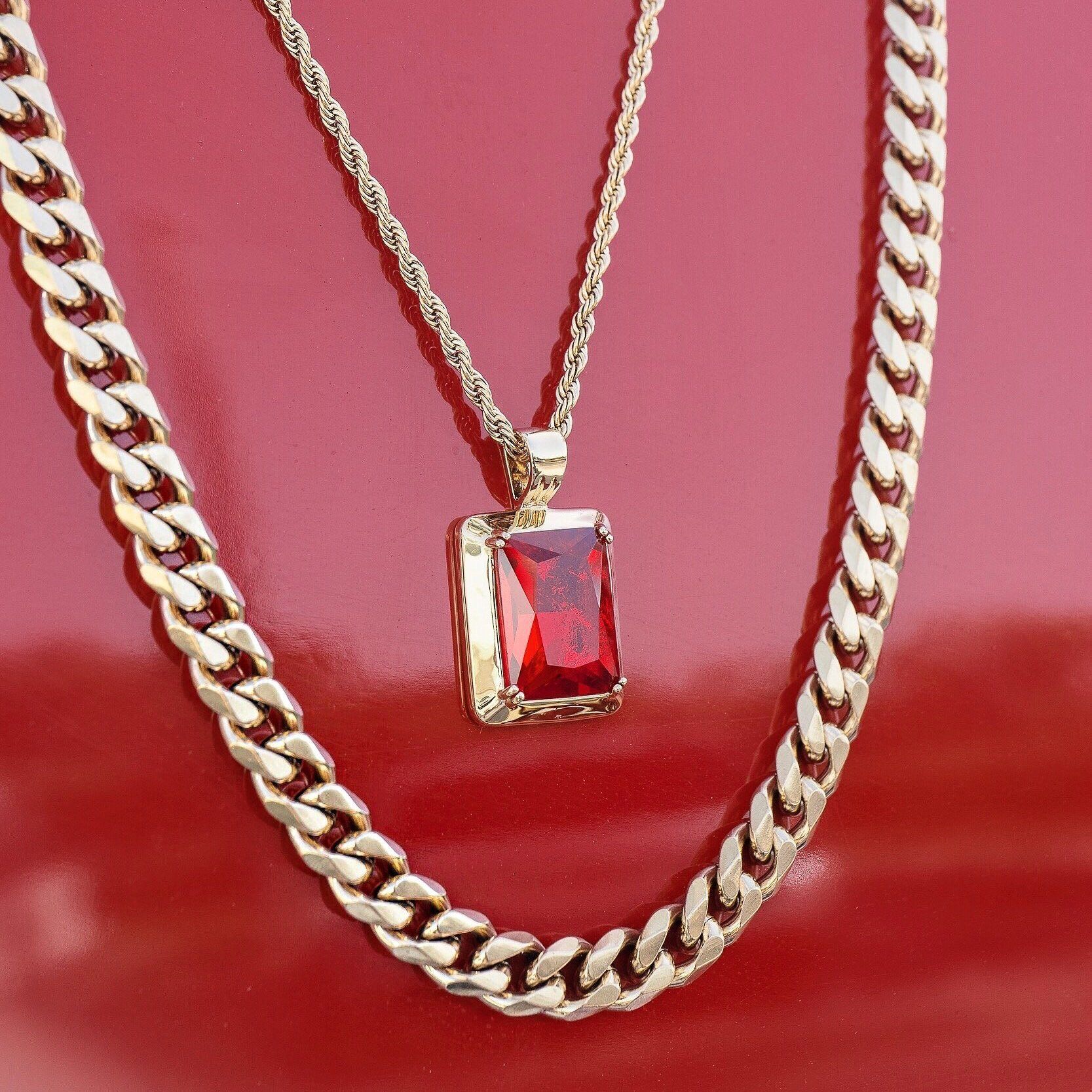 Ruby Necklace Pendant Rope Chain The Gold Gods