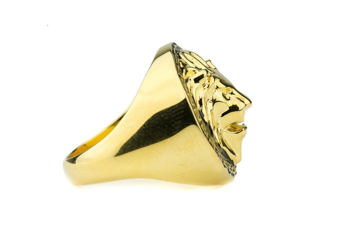 The Gold Gods Signature Lion Grecco Ring Side view