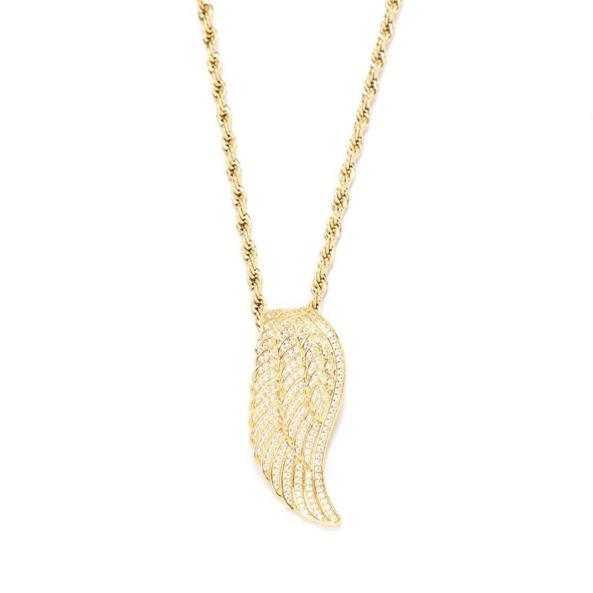 Womens The Gold Goddess Diamond Angel Wing Necklace Lifestyle