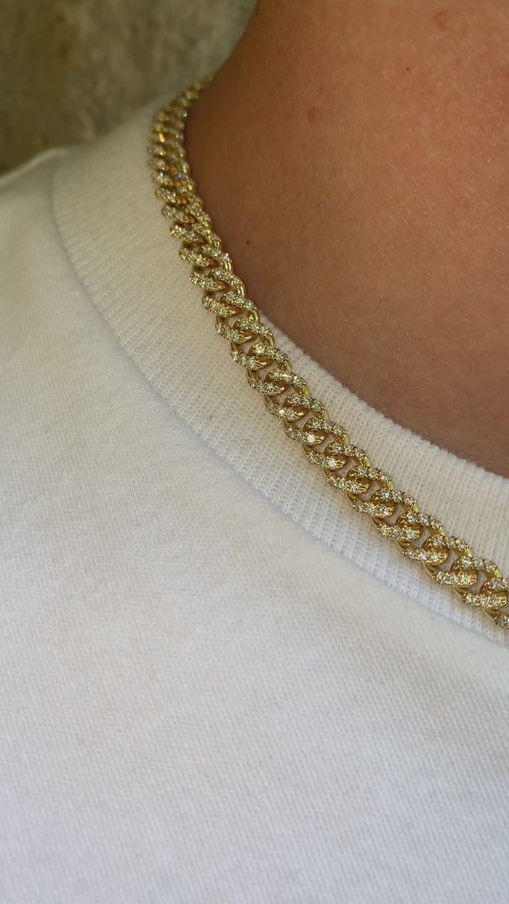 6mm Solid Gold Diamond Cuban Link Chain
