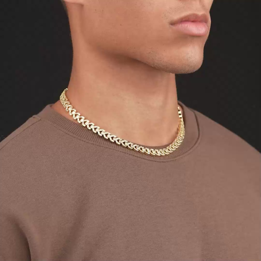 8mm Diamond Y Link Chain Necklace Gold Gods 8