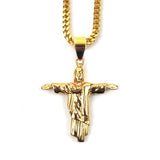 Christ The Redeemer Piece Necklace Pendant & Franco Chain