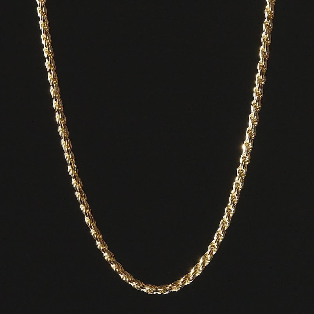 4mm Vermeil Diamond Cut Rope Chain Gold Gods Spin