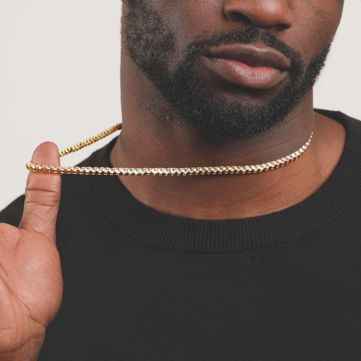 4mm Gold Tennis Chain Necklace Gold Gods Video 3