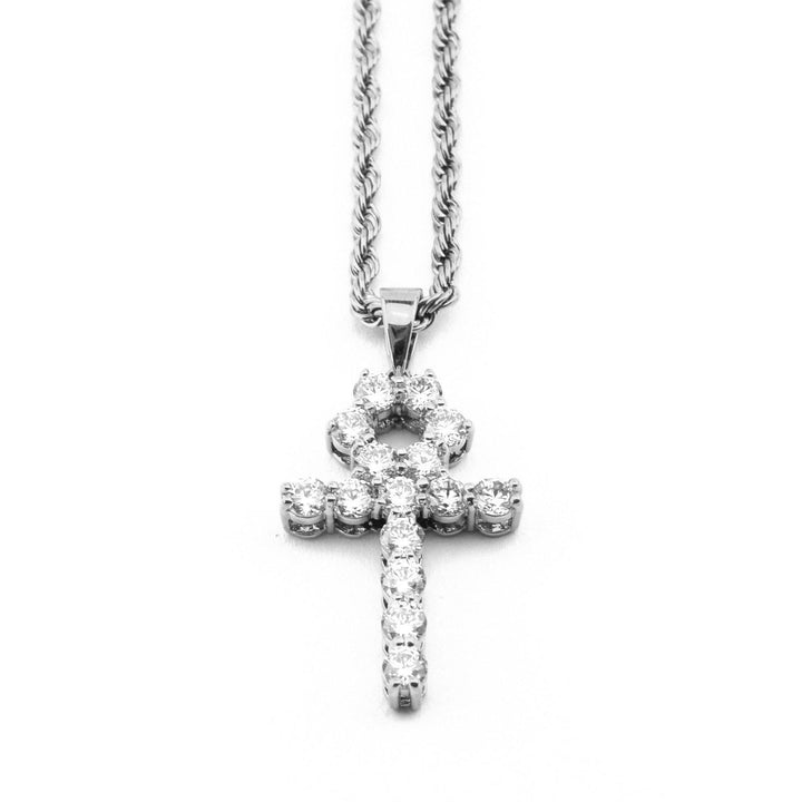 Micro Diamond Ankh Necklace in White Gold 3 The Gold Gods