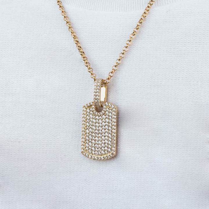diamond-dog-tag-necklace-18k-plated-side-view-gold-gods-gold-chain-mens-jewelry The Gold Gods
