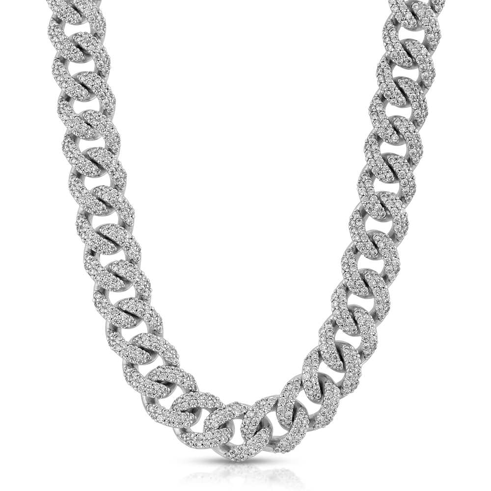 Flooded Diamond Cuban Link Chain White Gold (10mm) The Gold Gods 1