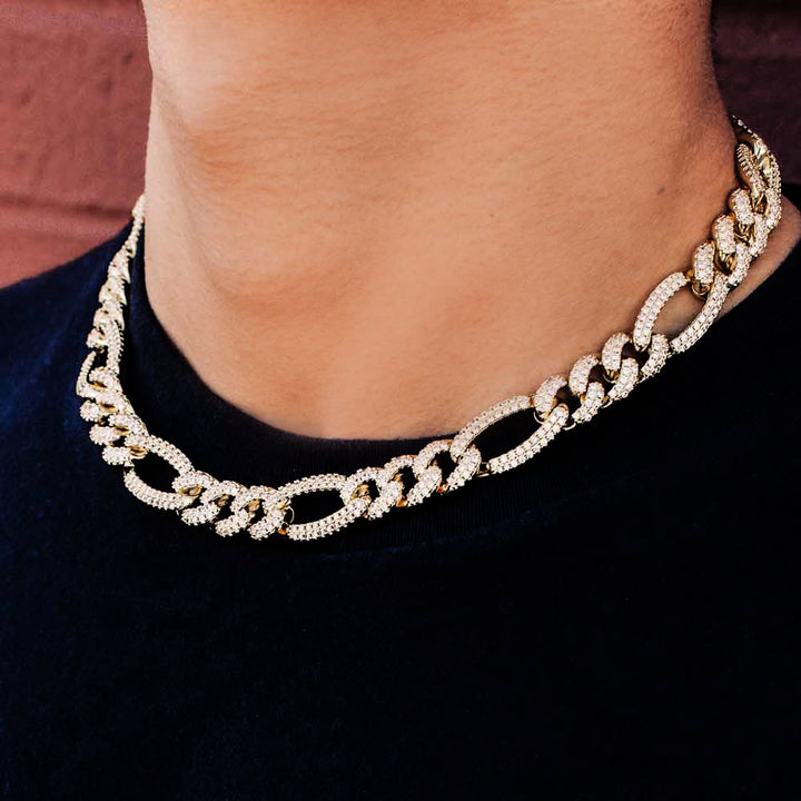Diamond Figaro Link Chain mens jewelry the gold  gods