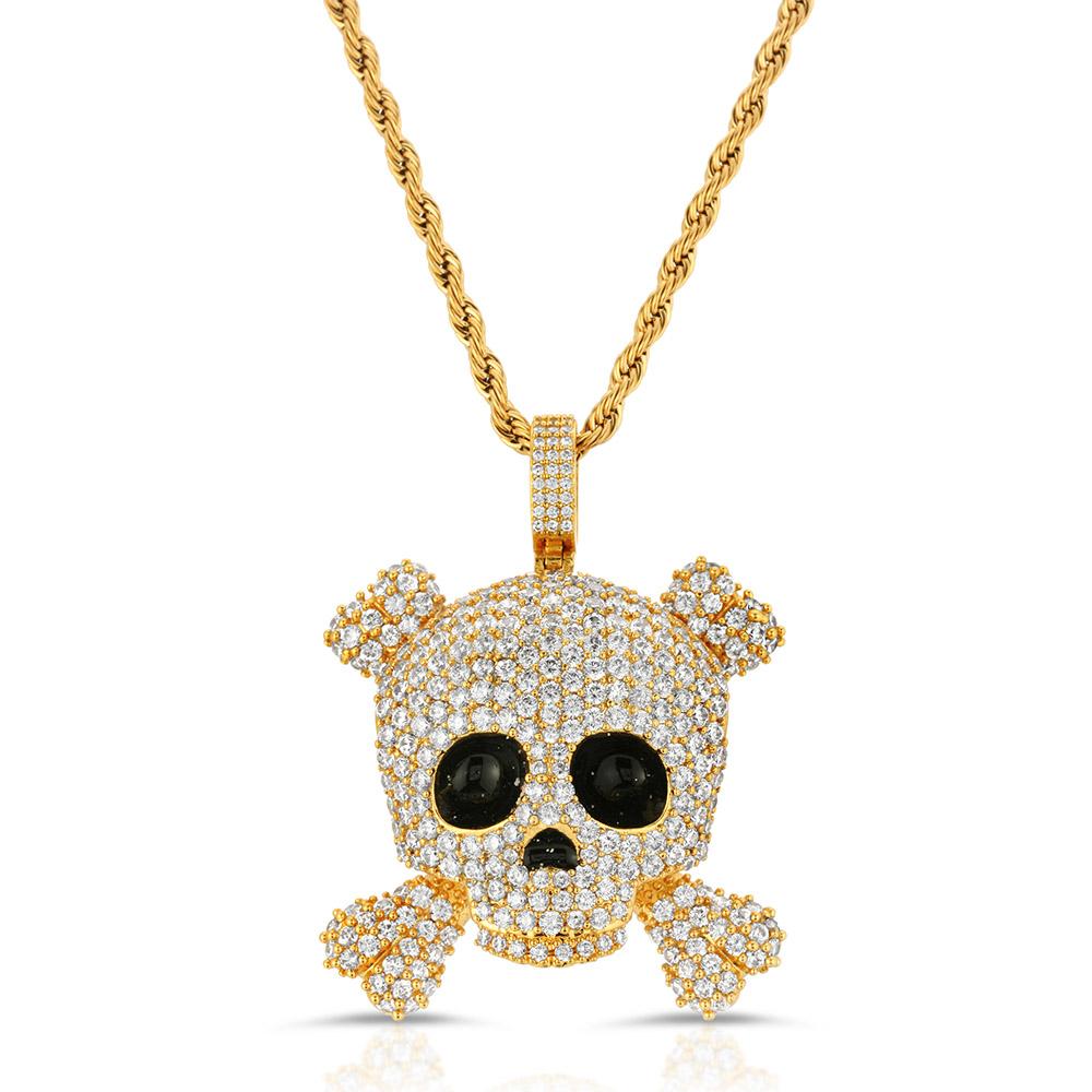 14K White Gold Evil Twins Black and White Diamond Skull Necklace –  KyleChanDesign
