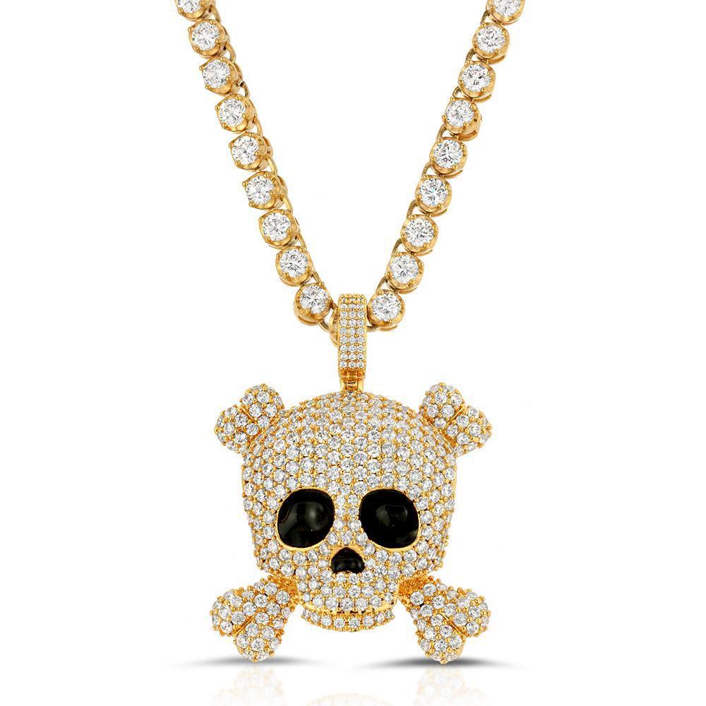 Diamond Skull Necklace Pendant & Tennis Chain