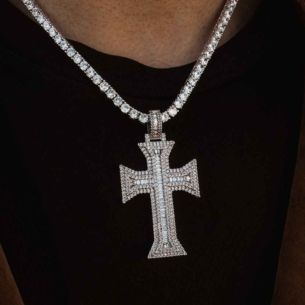 Diamond King's Emerald Cut Cross & Mens Tennis Chain The Gold Gods 2